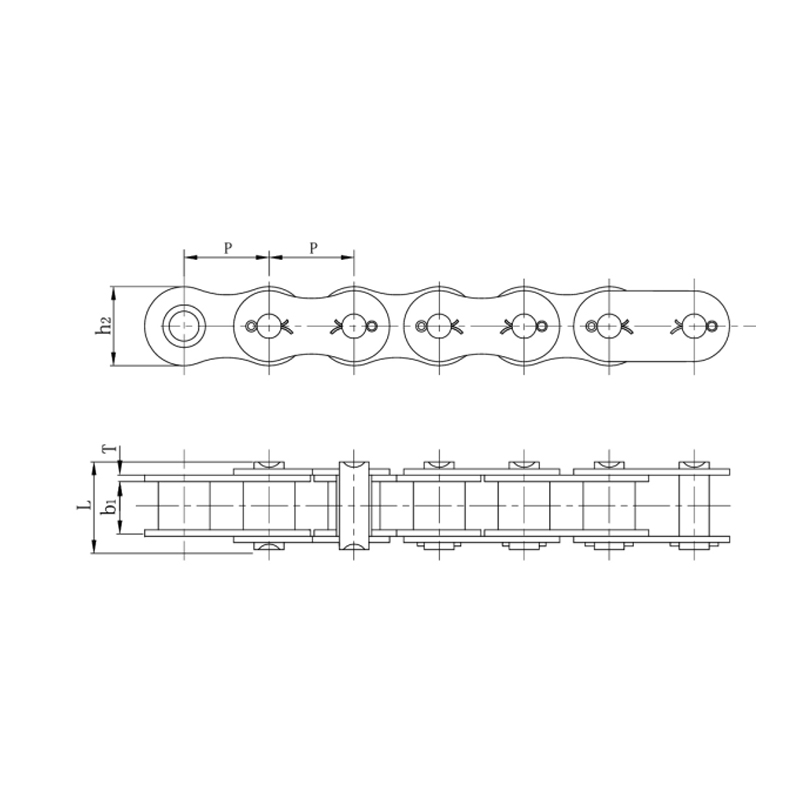 Precisierollenkettingen met korte steek en spiebanen (A-serie)