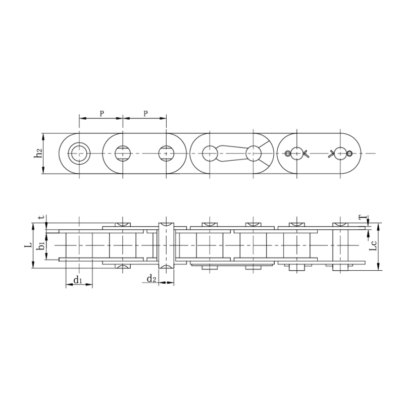 Rollenkettingen met rechte zijplaat (B-serie)