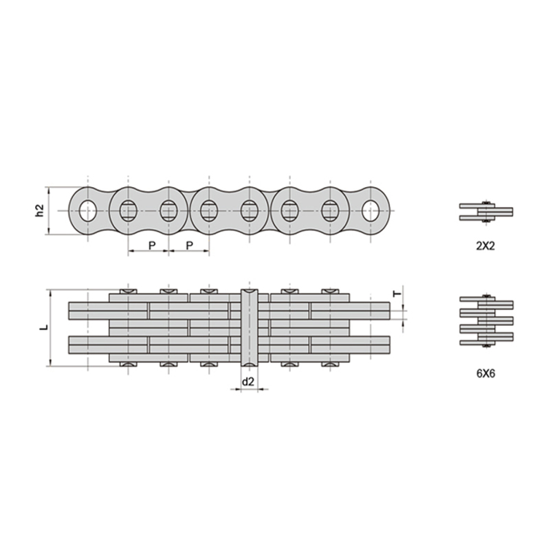 (LL-serie) Bladkettingen met weinig onderhoud en hoge stabiliteit